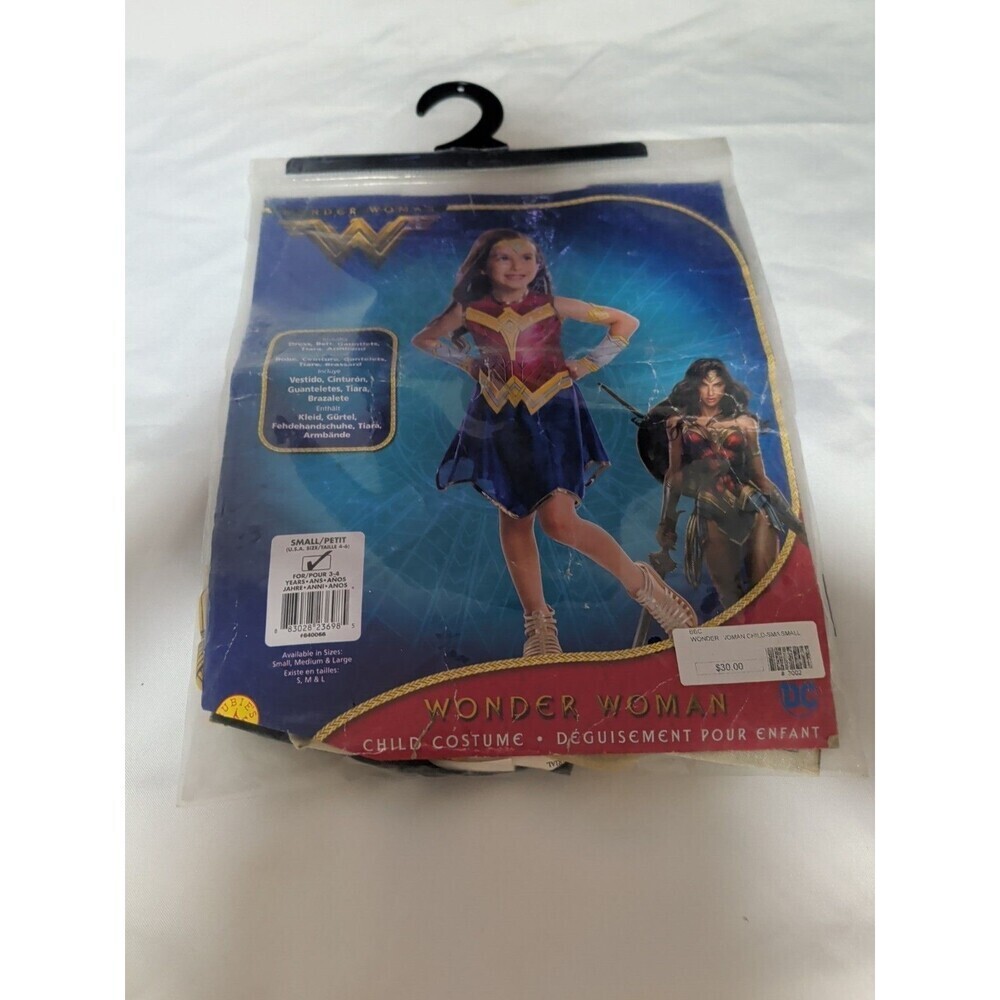 Wonder Woman Child Costume Small (4-6) Dress/Belt/Gauntlets/Tiara/Armband